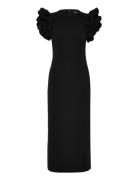 ROTATE Birger Christensen Crepe Puffy Midi Dress Svart