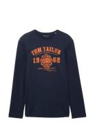 Tom Tailor Printed Longsleeve Marinblå