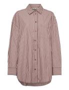 Monki Over D Long-Sleeved Cotton Shirt Burgundy