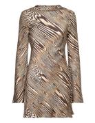 Malina Cezanne Low Back Satin Mini Dress Brun
