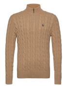 Polo Ralph Lauren Cable-Knit Cotton Quarter-Zip Sweater Beige