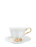 Hilke Collection Cup With Saucer - Strisce Tortora Vit