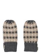 Wheat Jacquard Mittens Haansi Grå