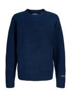 Jack & J S -Jornorrebro Knit Crew Neck Ln Jnr Marinblå