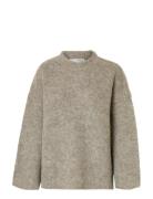 Selected Slfgabriella Ls Knit New O-Neck Noos Beige