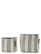 Lexington Home Striped Org Cotton Canvas Basket Kräm