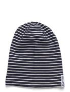 Geggamoja Topline Fleece Cap Green Stripe Marinblå