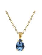 Caroline Svedbom Petite Drop Necklace Gold Blå
