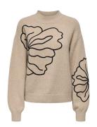 JDY Jdyjella L/S Flower Pullover Knt Noos Beige