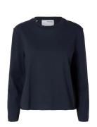 Selected Slfessential Ls Boxy Tee Noos Marinblå