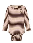 Petit Piao Body L/S Modal Striped Kräm