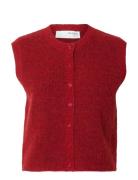 Selected Slflulu Sl Button O-Neck Vest Noos Röd