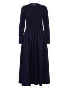 Polo Ralph Lauren Cable-Knit Poplin Dress Marinblå