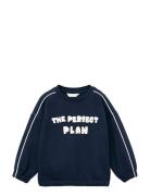 Mango Printed Embossed Sweatshirt Marinblå