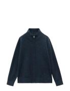 Mango Zipped Knit Cardigan Marinblå
