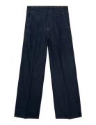 Mango Wide-Leg Denim Trousers With Belt Loops Marinblå
