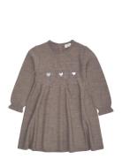 Copenhagen Colors Merino Ls Cable Dress W. Hearts Brun