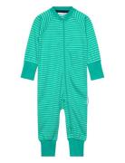 Geggamoja Pyjamas Two Way Zipper Green Stripe Grön