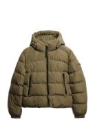 Superdry Hooded Sports Puffer Jacket Khaki Green
