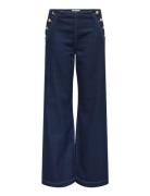 ONLY Onlmadeline Button Hw Wide Dnm Gua Marinblå