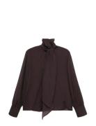 Mango Textured Blouse With Foulard Brun