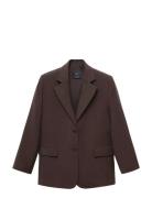 Mango Lyocell Suit Blazer Brun