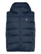 Calvin Klein Jeans Svls Nylon Zip Off Hood Down Puf Marinblå