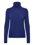 Polo Ralph Lauren Wool-Cashmere Cable Turtleneck Sweater Blå
