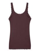 Rosemunde Silk Top W/ Lace Brun