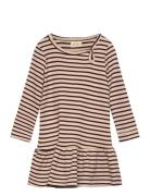 Petit Piao Dress L/S Modal Striped Kräm