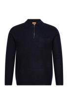Mos Mosh Gallery Mmgryan Boil Zip Polo Pullover Marinblå