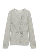 Selected Slfsia Ras Ls Knit Belt Cardigan Grå