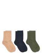 Mp Denmark Wool Rib Socks - 3-Pack Beige
