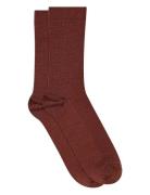 Mp Denmark Fine Wool Rib Socks Brun