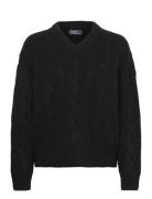 Polo Ralph Lauren Cable-Knit Wool-Cashmere V-Neck Sweater Svart