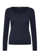 Lauren Ralph Lauren 5X2 Drop Needle Rib-Knit Top Marinblå