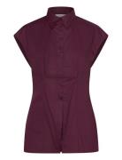 Selected Slfdelia-Fina Slim Ss Shirt Ex Burgundy