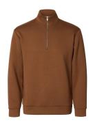 Selected Slhemanuel Soft Zip High Neck Sweat Noos Brun
