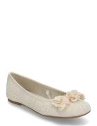 Mango Ballet Flats With Flower Embellishment Beige