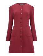 French Connection Celie Button Through Dress Burgundy