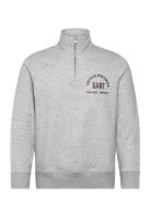 GANT Printed Graphic Half Zip Grå