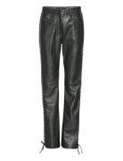 ROTATE Birger Christensen Laced Leather Pants Svart