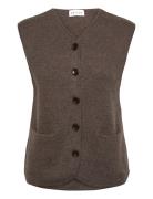 Davida Cashmere V-Neck Cardigan Vest Brun