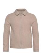 Lindbergh Wool Blend Zip Through Overshirt Beige