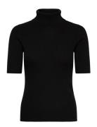 Davida Cashmere Turtleneck Rib T-Shirt Svart