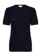 Davida Cashmere T-Shirt Cable Marinblå