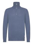 Lindbergh Lambswool Half Zip Knit Over Co Blå