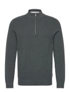 Lindbergh Structure Zip Neck Knit Grå