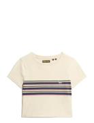 Superdry Vintage Stripe Crop Tee Kräm