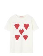 THE ANIMALS OBSERVATORY Hearts White Rooster T-Shirt Kräm